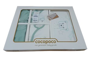  COCOPOCO 1035CC Erkek Bebek Raporlu Cute Bear İşlemeli Kutulu Onlu Mint Hastane Çıkış Seti