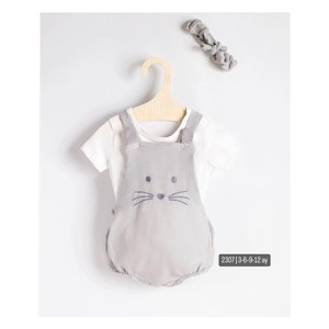 MİNİCORN BABY 2307 Kız Bebek Müslin Gri Romper Tulum