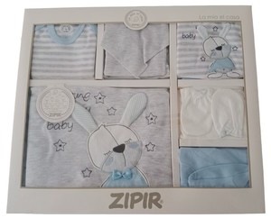  ZIPIR BABY 544ZP Bebek Uyuyan Tavşan Onlu Zıbın Set (0-3 Ay) - Mavi