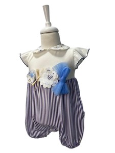 BABYDOLA 12734 Kız Bebek Çiçek Nakışlı Mavi Romper