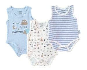 BABYDOLA 13085 Erkek Bebek Üçlü Desenli Mavi Body Set