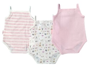  BABYDOLA 13040 Kız Bebek Üçlü Desenli Pembe Body Set