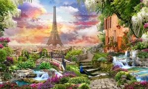  ONUR PUZZLE T107-6 Eiffel Tower and Garden 1000 Pcs Puzzle