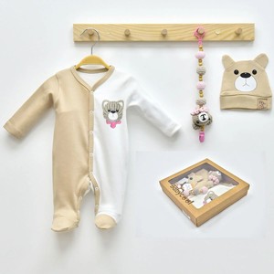 BABY COOL 22966BC Kız Bebek Bear Emzik Askılı Bej Tulum