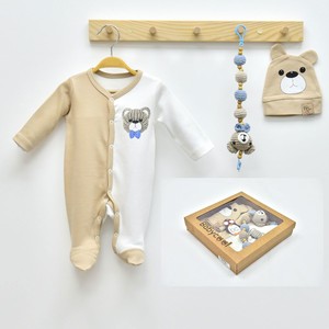 BABY COOL 84347BC Erkek Bebek Bear Emzik Askılı Kutulu Bej Tulum